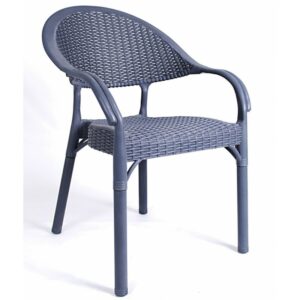Fauteuil Millestom empilable à coque en polypropylène et pieds en métal, finition gris foncé