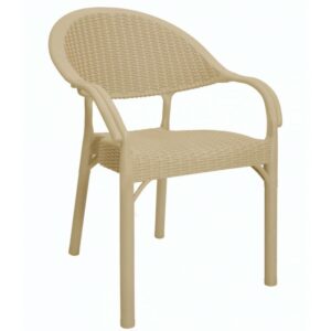 Fauteuil Millestom empilable en polypropylène avec pieds métalliques, finition cappuccino