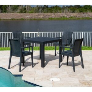 Fauteuil Samspil empilable en polypropylène, finition anthracite