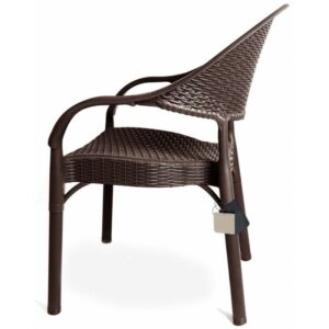 Fauteuil Millestom empilable en polypropylène avec pieds métalliques, finition brun chocolat