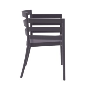 Fauteuil Flader empilable en polypropylène, finition anthracite