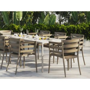 Chaise Flader apilable de polipropileno, acabado marrón claro