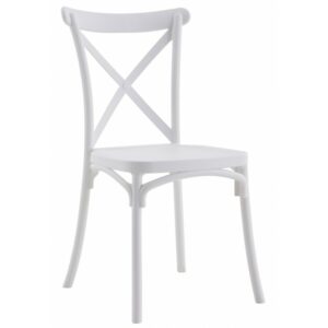 Chaise Norlys apilable de polipropileno con tratamiento anti-UV, acabado blanco