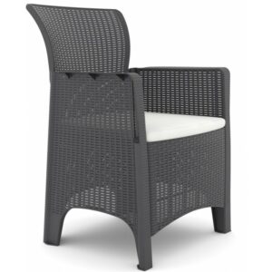 Armchair Blodt in anthracite polypropylene with beige cushion