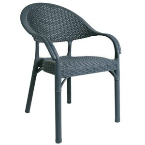 Fauteuil Millestom empilable en polypropylène avec pieds métalliques, finition gris bleuté