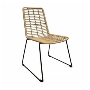 Chaise Grus with metal frame and beige rattan seat