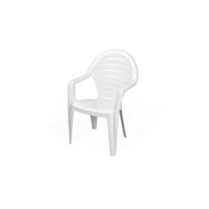 Armchair Hvile stackable monobloc, economical and resistant model, ideal for outdoor use, white finish