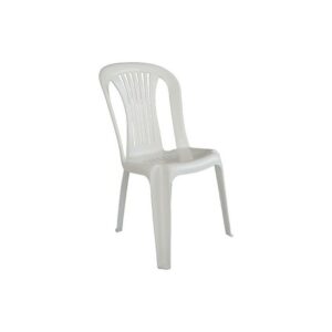 Chaise Plank monobloc empilable, chaise économique et fonctionnelle, idéale pour l’extérieur, finition blanche