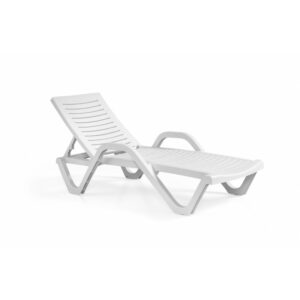 Transat Essent empilable en polypropylène, dossier réglable 5 positions, finition blanche