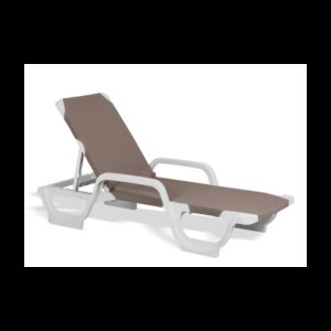 Transat Kontur empilable à structure en polypropylène blanc et assise en textilène aqua blue