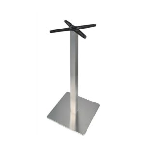 Piètement de table Rubaiyat haut en acier inoxydable, base carrée 45 × 45 cm, hauteur 110 cm, finition satinée