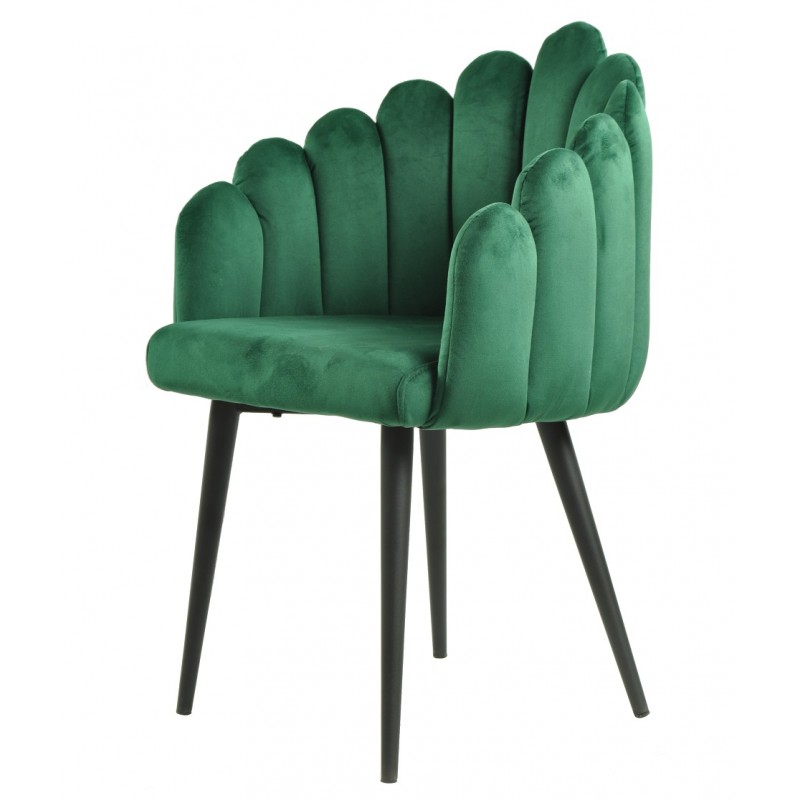 Fauteuil Overfladen, structure en métal, revêtement en velours vert foncé