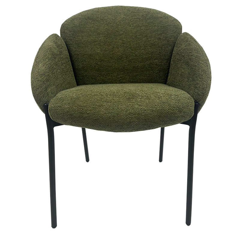 Armchair FormRo, metal frame, forest green fabric upholstery