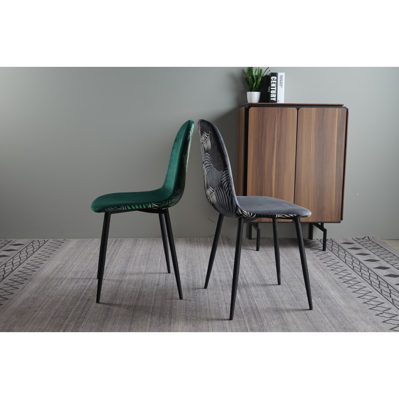 Chaise Profilen, metal frame, green velvet upholstery, Vejleal backrest
