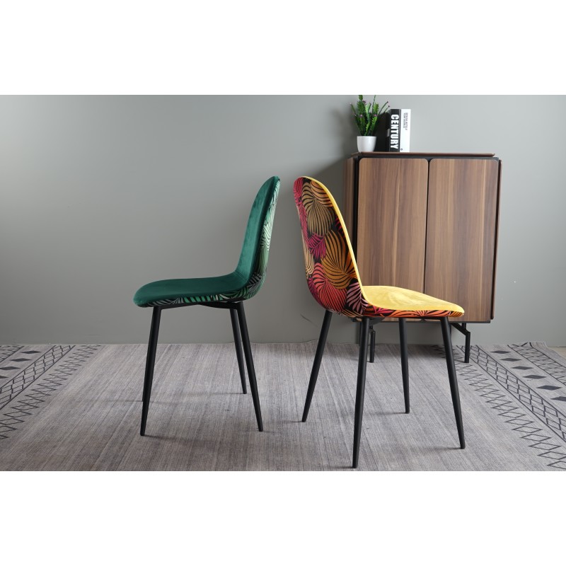 Chaise Profilen, metal frame, yellow velvet upholstery, Vejleal backrest