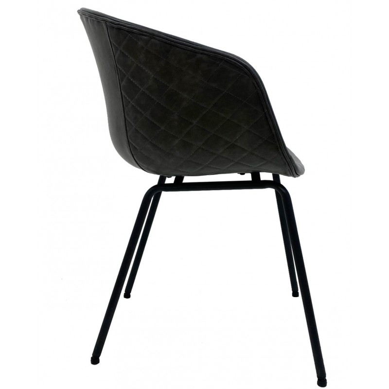 Armchair Klarhheden, metal frame, black faux leather upholstery