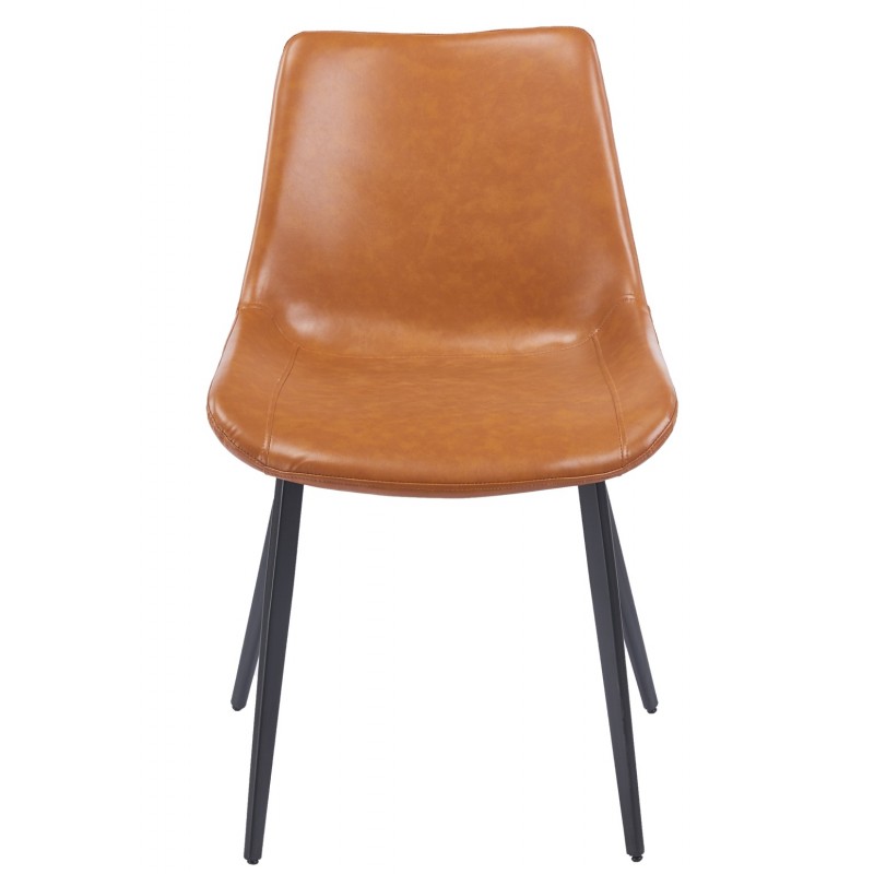 Vilareal Chaise, metal frame, distressed brown faux leather upholstery