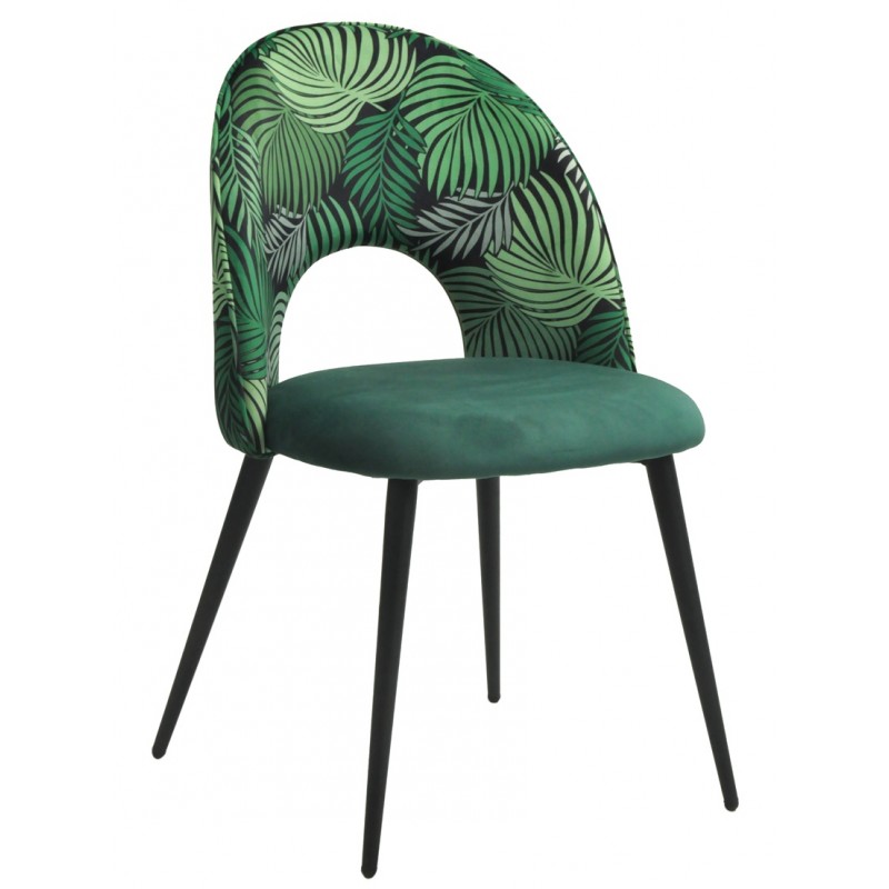 Chaise Maehle, metal frame, green velvet upholstery, Vejleal backrest
