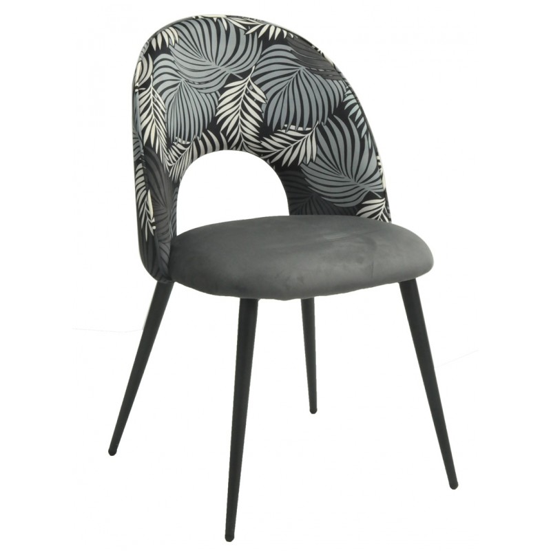 Chaise Maehle, metal frame, grey velvet upholstery, Vejleal backrest