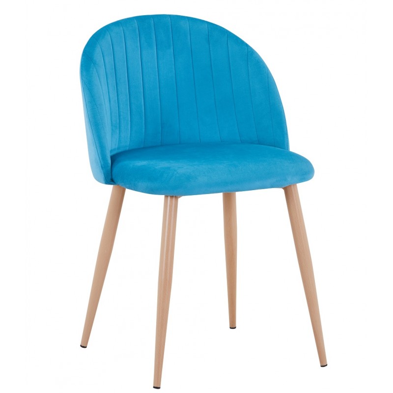 Chaise Stille Linje, structure en métal, revêtement en velours turquoise