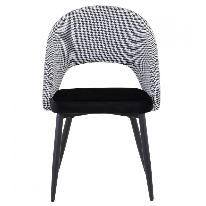 Chaise CStot, estructura de metal, asiento y respaldo de tela de pata de gallo negro