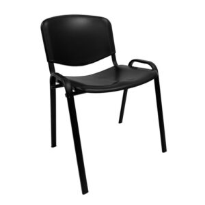Chaise de visitantes Fugt, marco negro, asiento de plástico negro