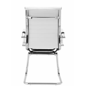 Chaise de visitantes Buster, base cromada, asiento de similcuero blanco