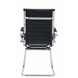 Chaise de visitantes Buster, estructura cromada, asiento de similcuero negro