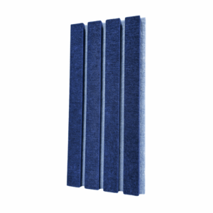 Decorative wall-mounted acoustic panel in PET with vertical slats