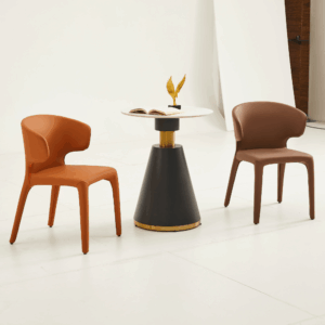 Table d’appoint Stockholm en pierre frittée ronde – finition luxe bureau