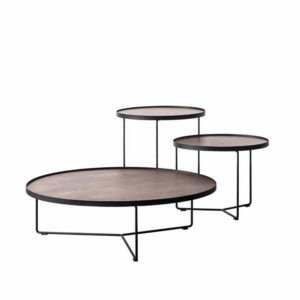 Side table Bilbao round in wood - combined configuration