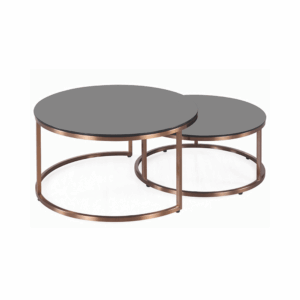 Table d’appoint Porto ronde en verre trempé – configuration combinée luxe
