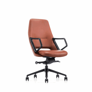 Silla de reunión de oficina Bogotá en cuero - respaldo medio alto, diseño moderno