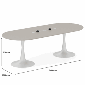 Table de réunion de bureau Onitsha ovale en bois – longueur 2,4 m