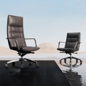 Silla de oficina Gaborone-M de cuero - respaldo medio-alto