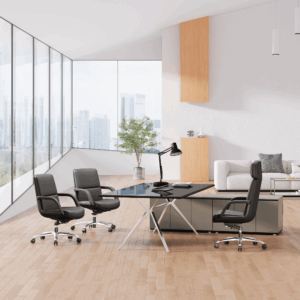 Meeting office chair Lobatse-M in leather - mid-high backrest