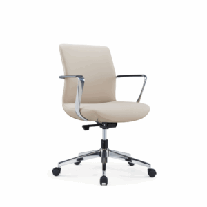 Meeting room office chair Palapye in leather swivel - mid-high backrest