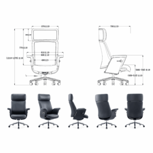 Silla de oficina Adana de cuero - respaldo alto