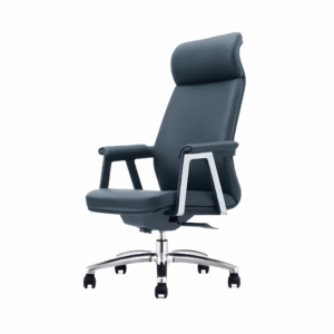 Silla de oficina Chania de cuero genuino - respaldo alto