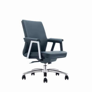 Silla de oficina Chania-M de cuero genuino - respaldo medio-alto