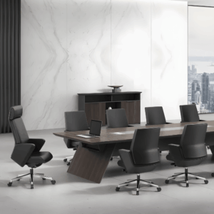 Silla de oficina Schumen de cuero genuino - respaldo alto