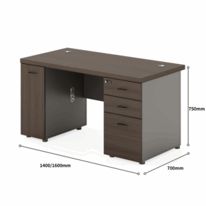 Bureau de direction Canberra-C en bois avec caisson de rangement