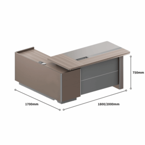 Bureau de direction Wellington-A en bois avec retour et caisson