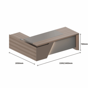 Bureau de direction Honiara en bois avec retour et caisson – finition luxe