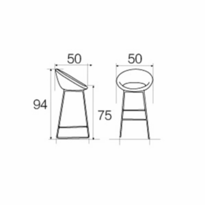 High bar stool Treviso in padded fabric - luxury finish