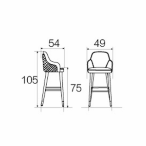 Bar high chair Pordenone in wood and padded leather