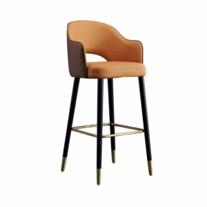 Chaise alta de bar Gorizia de madera y cuero acolchado - estilo Ditage