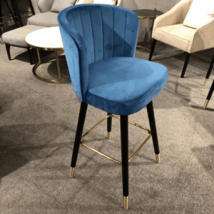 High bar stool Ravenna in wood and velvet - luxury finish