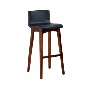 Bar high chair Cesena in wood and leather - retro style