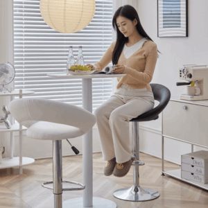 Adjustable height swivel leather bar stool Macerata